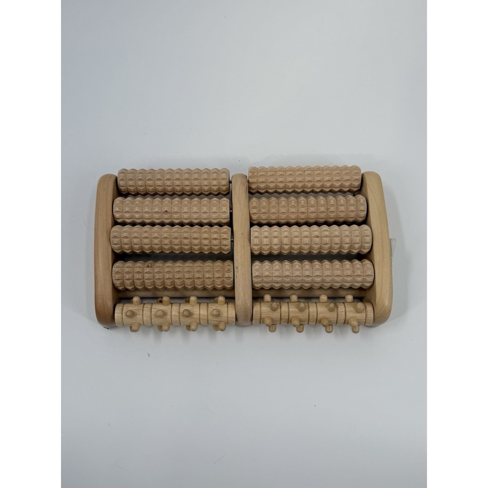 Large Dual Foot Massager Roller Feet Relax Wooden Bamboo Foot Pain Massage